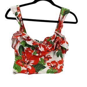 Marissa Webb Womens Hibiscus Floral Crop Top S
